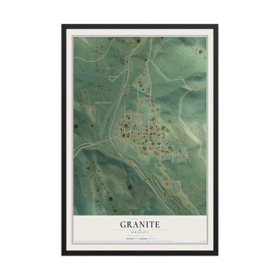 Map of Granite, Oregon, 12 x 18 inch print in a black wood frame