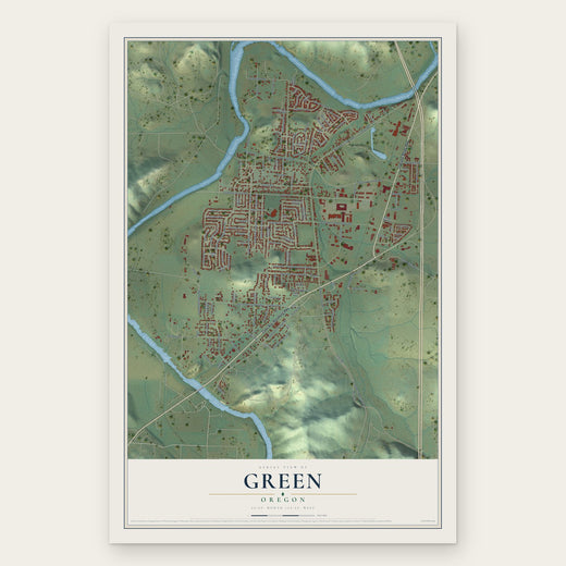 Green, Oregon map print, the full design
