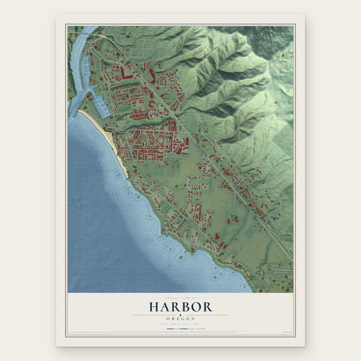 Harbor, Oregon map print, the full design