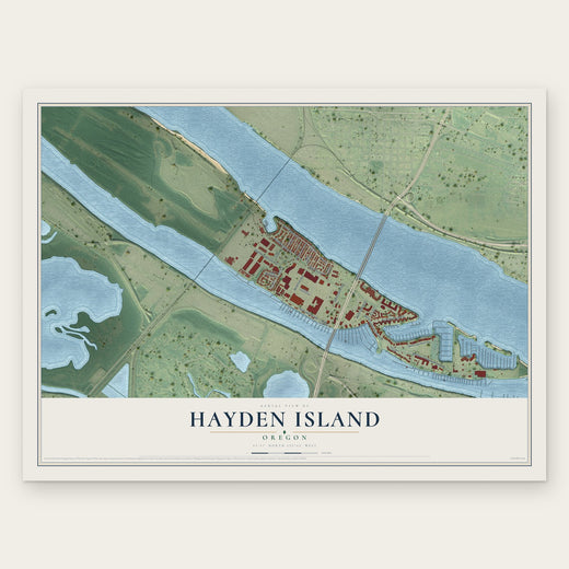 Hayden Island, Oregon map print, the full design
