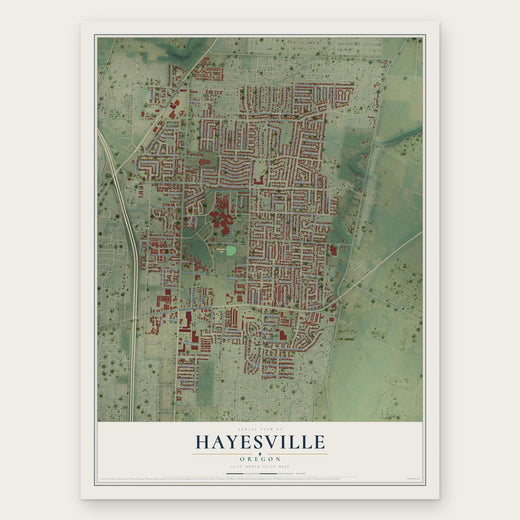 Hayesville, Oregon map print, the full design