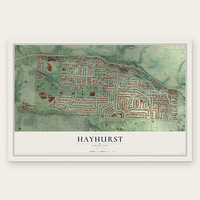 Hayhurst, Oregon map print, the full design