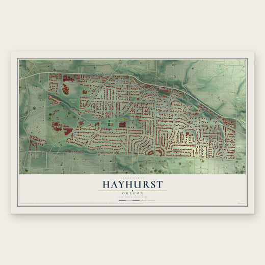 Hayhurst, Oregon map print, the full design