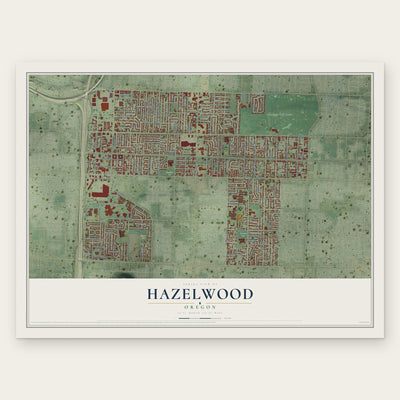 Hazelwood, Oregon map print, the full design