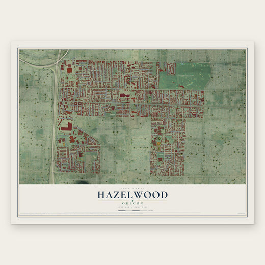 Hazelwood, Oregon map print, the full design