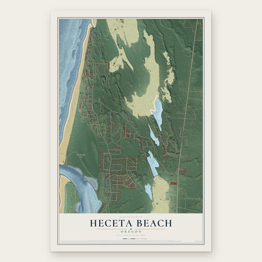 Heceta Beach, Oregon map print, the full design