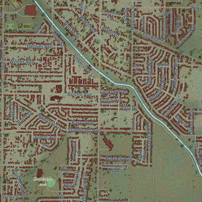 Close-up of the map of Henley, Oregon print showing street and building detail