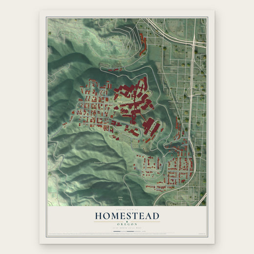 Homestead, Oregon map print, the full design