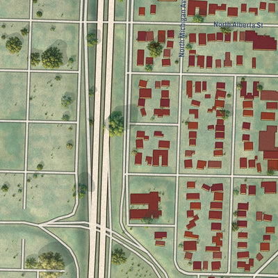 Close-up of the map of Humboldt, Oregon print showing street and building detail