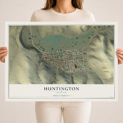 Map of Huntington, Oregon, 18 x 24 inch unframed archival matte print