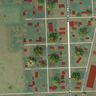 Close-up of the map of Imbler, Oregon print showing street and building detail
