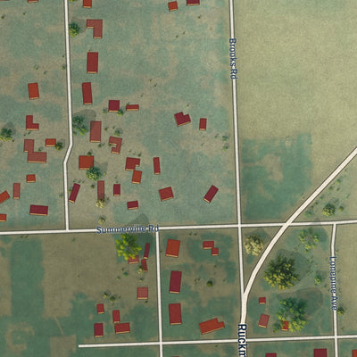 Second close-up of the map of Imbler, Oregon print showing more streets and buildings