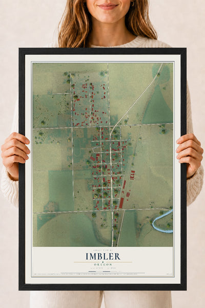 Map of Imbler, Oregon, 18 x 24 inch print in a black wood frame