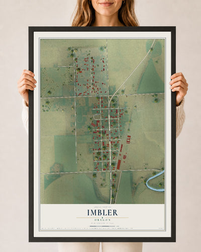 Map of Imbler, Oregon, 24 x 36 inch print in a black wood frame