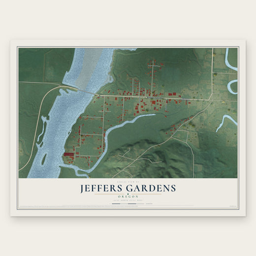 Jeffers Gardens, Oregon map print, the full design