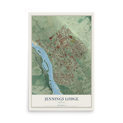 Map of Jennings Lodge, Oregon, 12 x 18 inch unframed archival matte print