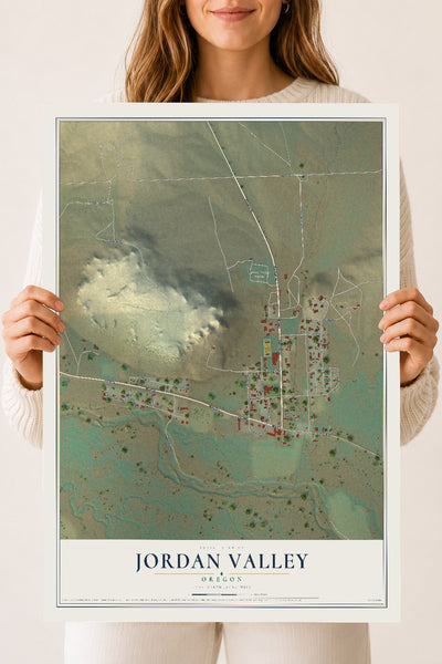 Map of Jordan Valley, Oregon, 18 x 24 inch unframed archival matte print
