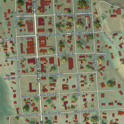 Close-up of the map of Joseph, Oregon print showing street and building detail