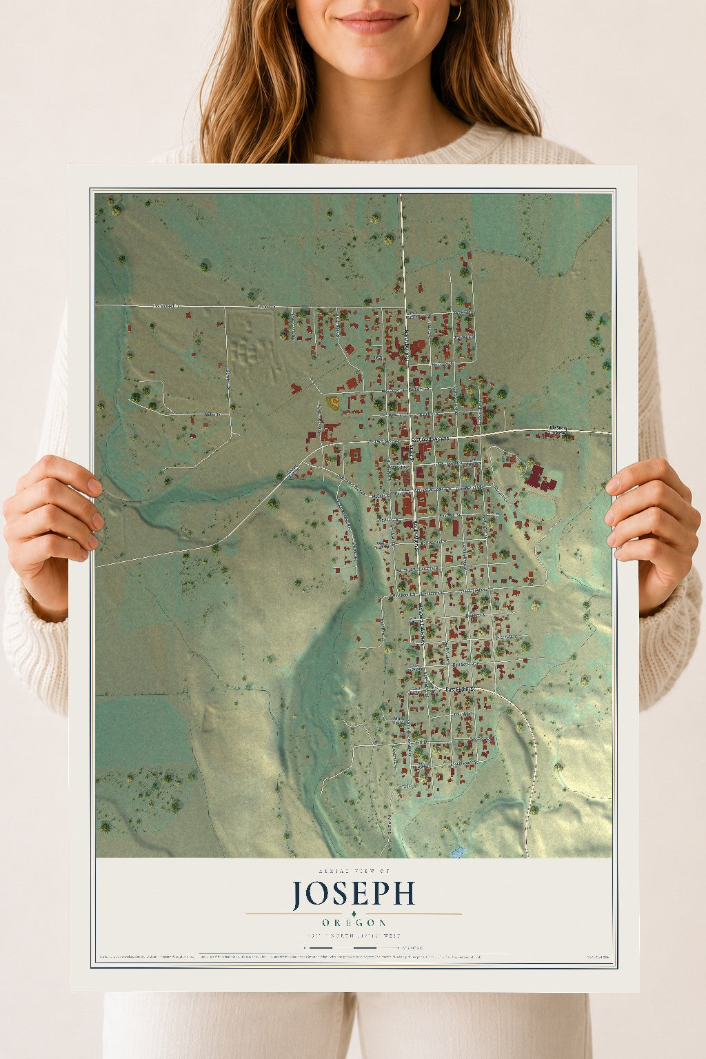 Map of Joseph, Oregon, 18 x 24 inch unframed archival matte print
