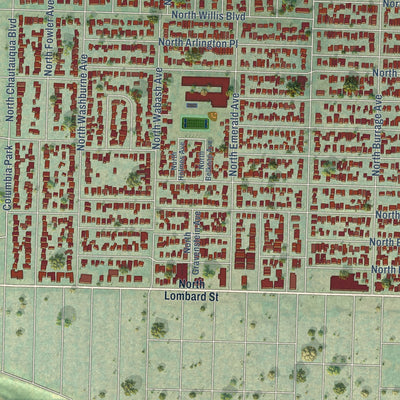 Close-up of the map of Kenton, Oregon print showing street and building detail