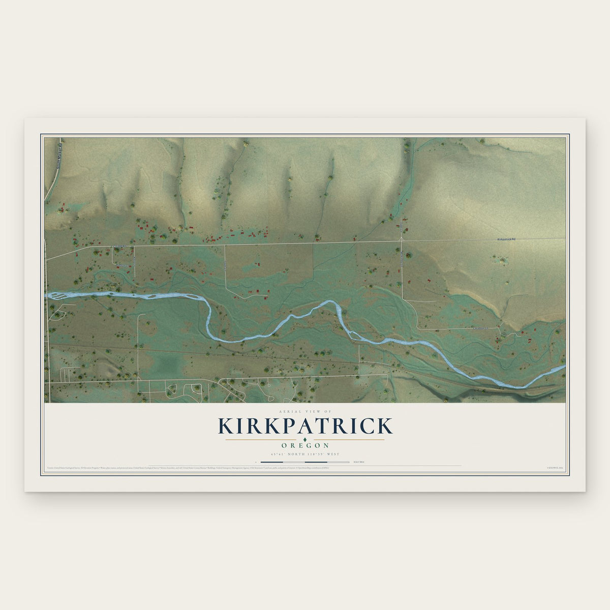 Kirkpatrick, Oregon map print, the full design