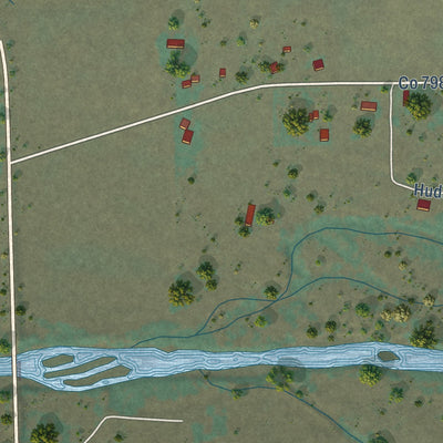 Close-up of the map of Kirkpatrick, Oregon print showing street and building detail