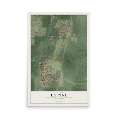 Map of La Pine, Oregon, 12 x 18 inch unframed archival matte print