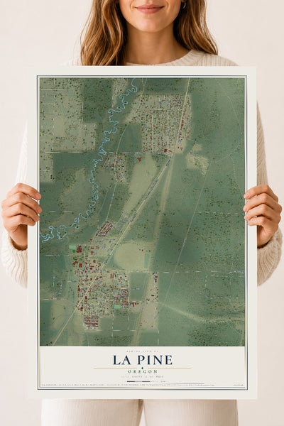 Map of La Pine, Oregon, 18 x 24 inch unframed archival matte print