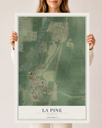 Map of La Pine, Oregon, 24 x 36 inch unframed archival matte print