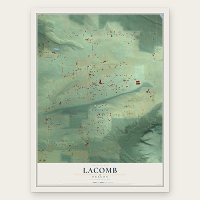 Lacomb, Oregon map print, the full design