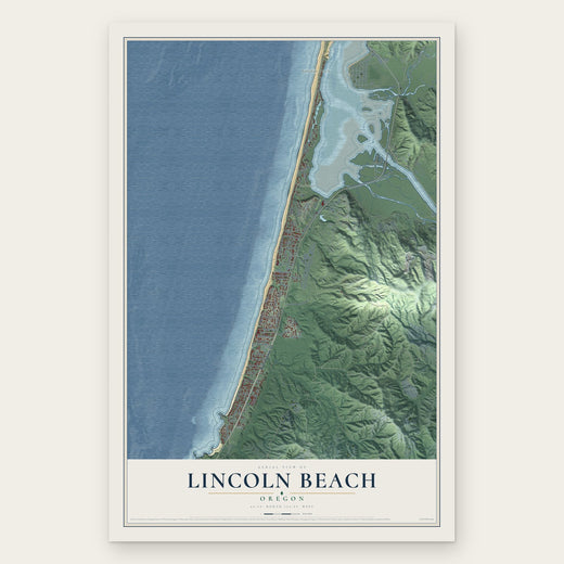 Lincoln Beach, Oregon map print, the full design