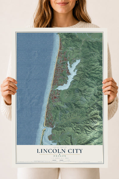 Map of Lincoln City, Oregon, 18 x 24 inch unframed archival matte print