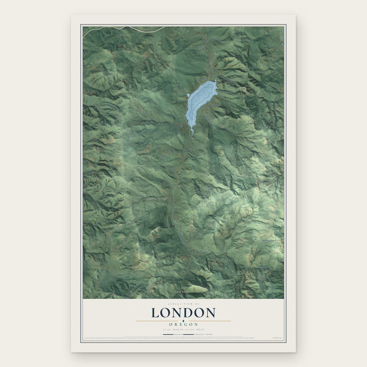 London, Oregon map print, the full design