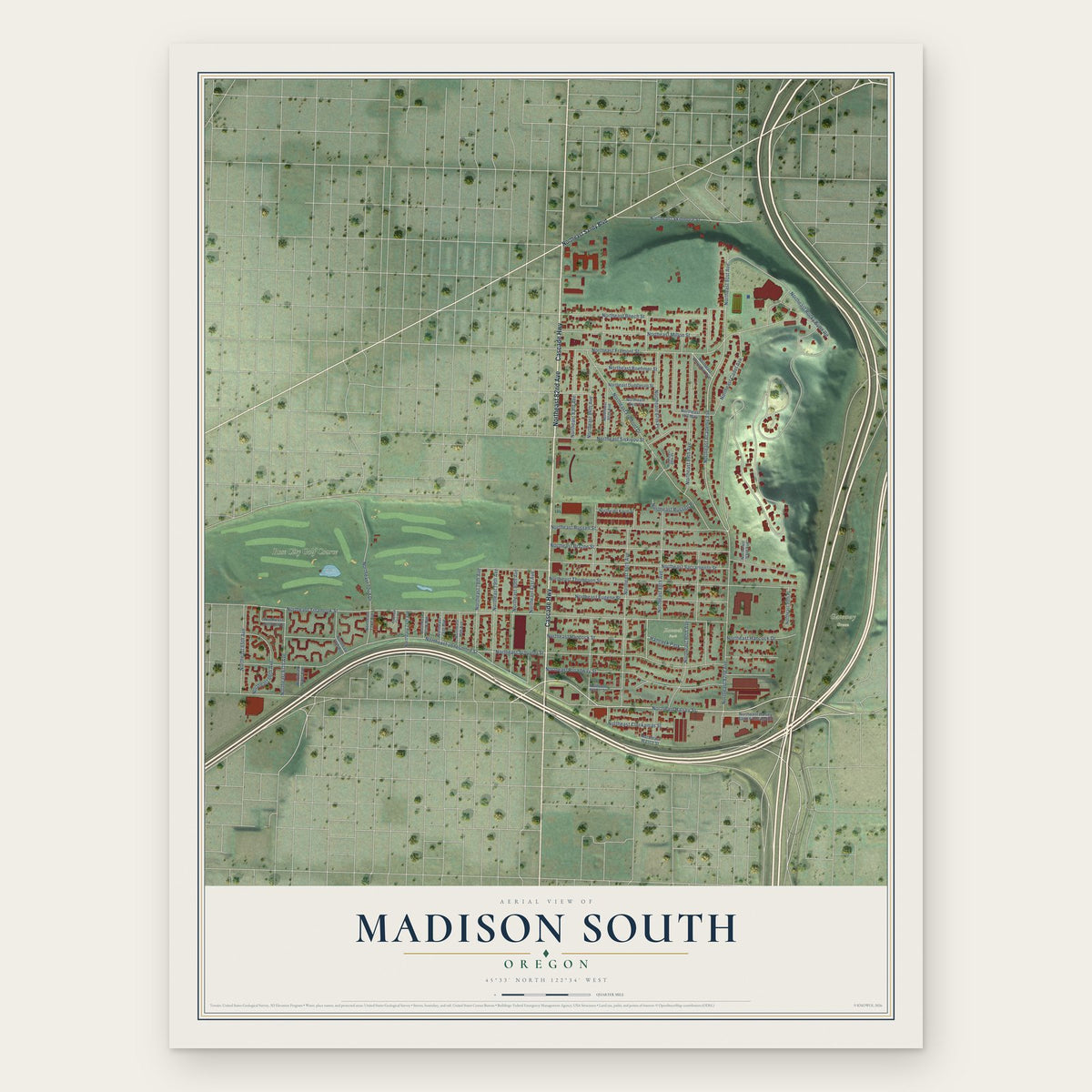 Madison South, Oregon map print, the full design