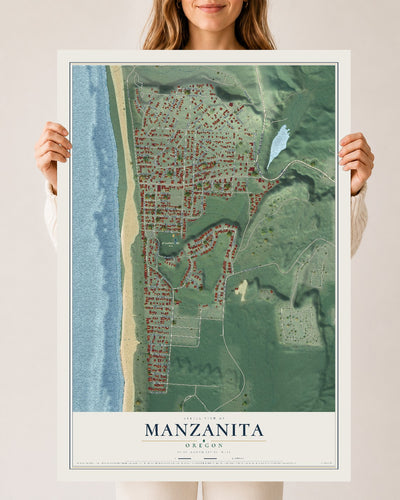 Map of Manzanita, Oregon, 24 x 36 inch unframed archival matte print