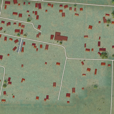 Close-up of the map of Marion, Oregon print showing street and building detail
