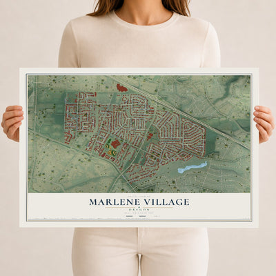 Map of Marlene Village, Oregon, 12 x 18 inch unframed archival matte print