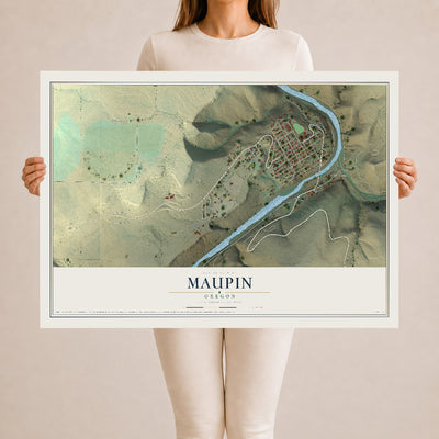 Map of Maupin, Oregon, 24 x 36 inch unframed archival matte print