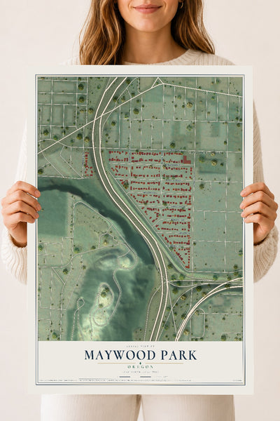 Map of Maywood Park, Oregon, 18 x 24 inch unframed archival matte print