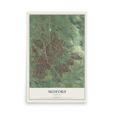 Map of Medford, Oregon, 12 x 18 inch unframed archival matte print