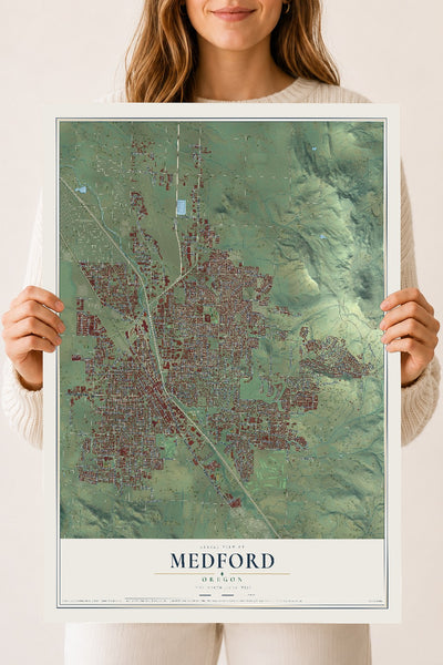 Map of Medford, Oregon, 18 x 24 inch unframed archival matte print