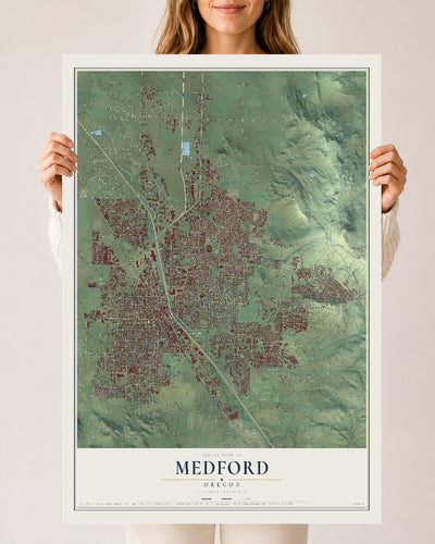 Map of Medford, Oregon, 24 x 36 inch unframed archival matte print