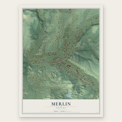 Merlin, Oregon map print, the full design