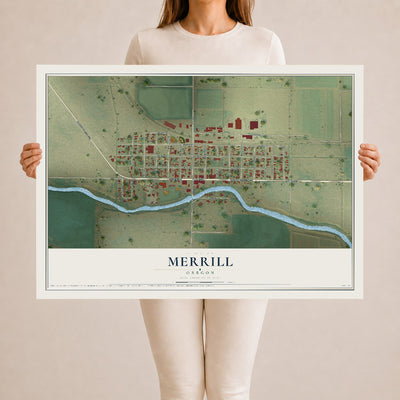 Map of Merrill, Oregon, 24 x 36 inch unframed archival matte print