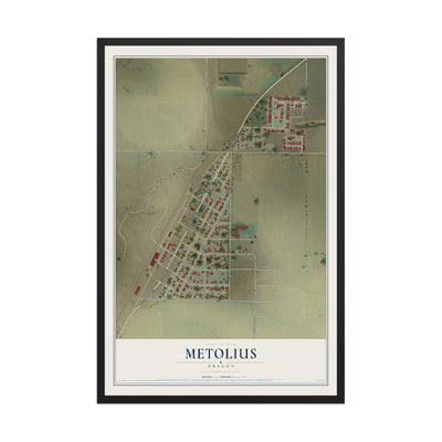 Map of Metolius, Oregon, 12 x 18 inch print in a black wood frame