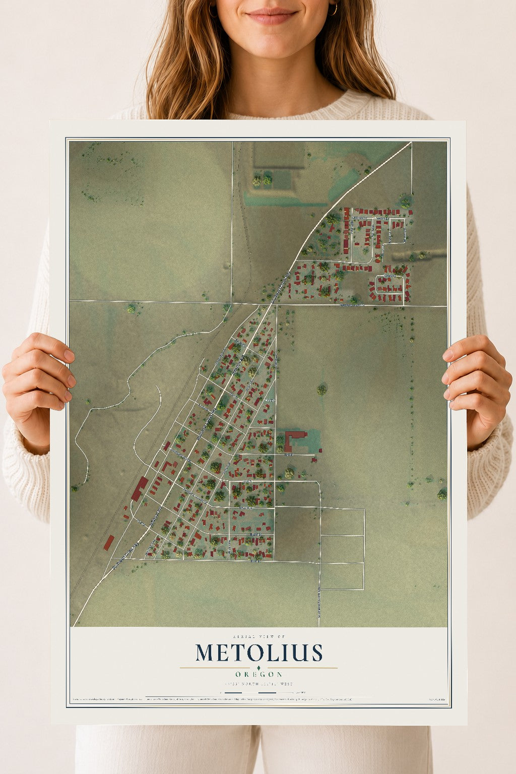 Map of Metolius, Oregon, 18 x 24 inch unframed archival matte print