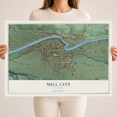 Map of Mill City, Oregon, 18 x 24 inch unframed archival matte print