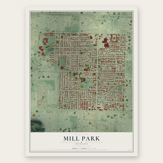 Mill Park, Oregon map print, the full design