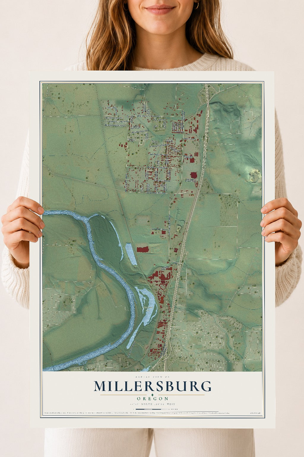 Map of Millersburg, Oregon, 18 x 24 inch unframed archival matte print