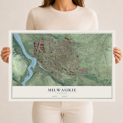 Map of Milwaukie, Oregon, 12 x 18 inch unframed archival matte print